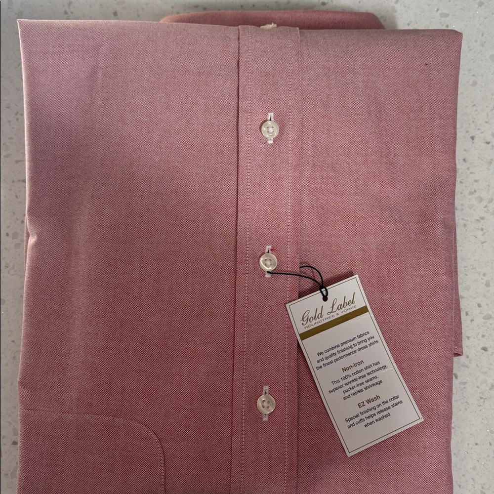 Roundtree & Yorke Red and White Striped Button Down Dress Shirt Size 17 / 35 NEW - Picture 5 of 7